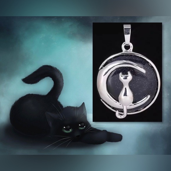 Jewelry - $6 Moon Stone Cat and Moon Necklace. $6 if bundled